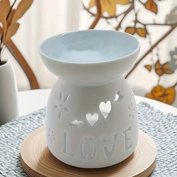 Heart-Shaped Ceramic Aromatherapy Burner Smokeless Essential Oil Diffuser for Home Decor Mint Green Pink Romantic Gift