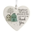 thumbnail image 1 of Heart Shaped Ceramic Hanging Ornament with House Design and Thoughtful Neighbor Quote for Home Decoration Gift, 1 of 7