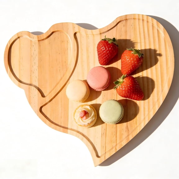 Heart-Shaped Charcuterie Board, Bamboo Cutting Board, Wood Serving Tray, Food Platter, Valentines Day Kitchen Decor & Gift