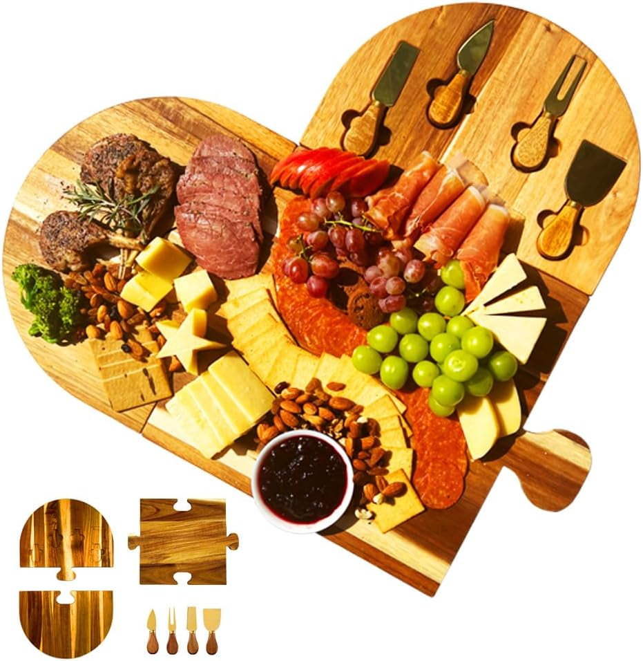 Eco-Friendly Acacia Charcuterie Board - Wooden Cheese Board With