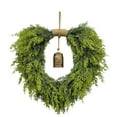 thumbnail image 1 of Heart Shaped Christmas Wreath 20 Inch - Real Touch Artificial Cedar Wreath with Vintage Bells for Front Door, Indoor Outdoor Xmas Wall Hanging Decor, 1 of 6