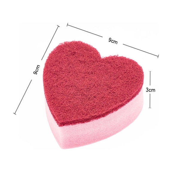 Red Heart Shaped Kitchen Cleaning Sponge Scouring Pad A Festive And Practical Tool For Washing Dishes Pots And Pans During Valentine Season Or Everyday