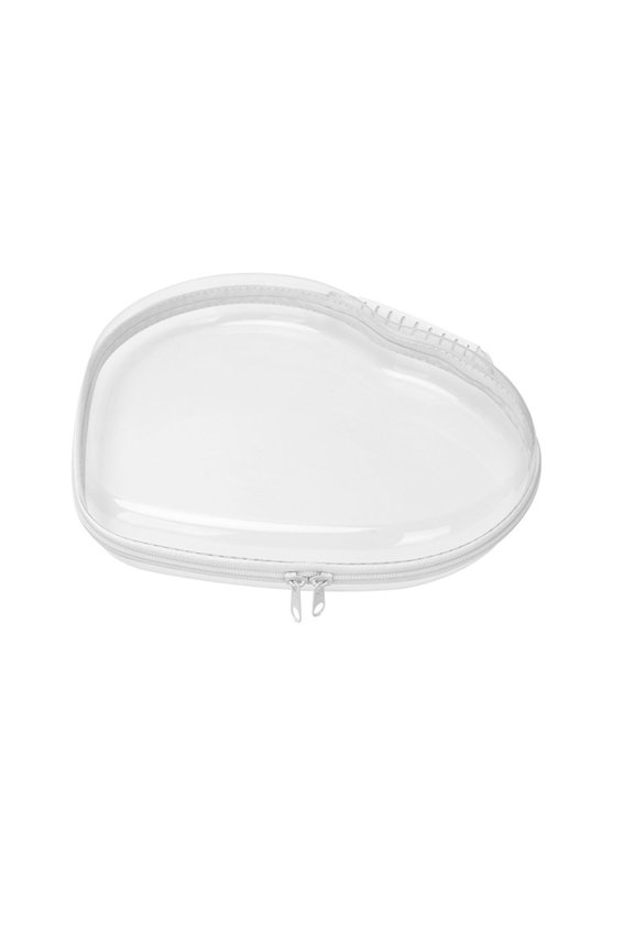 Heart-Shaped Clear Hard Shell Zipper Case, Heart Shaped Makeup Bag, Toiletry Bag Travel Makeup Organizer With Zipper, Travel Cosmetic Bag Gift For Women, Mom, Girlfriends, Her (White M)