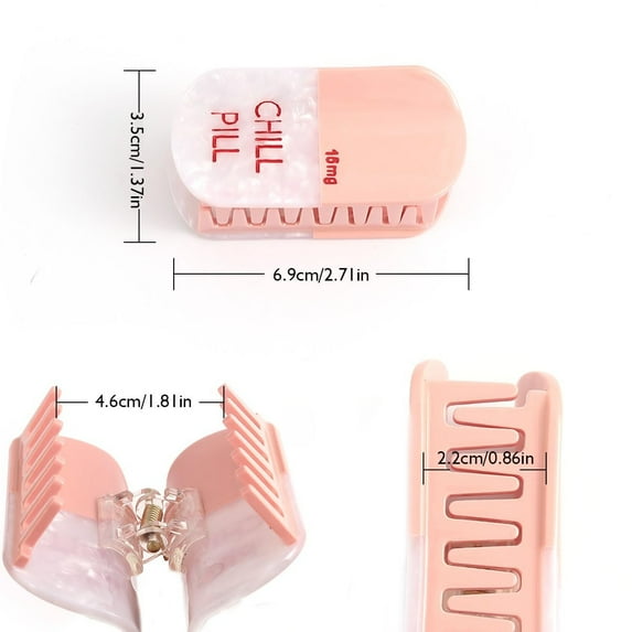 Heart-Shaped, Color-Blocked Medical Hair Clip Features a Unique Pill and Syringe Pattern. Made of Acrylic, It Offers a Strong Hold and Is Suitable for All Hair Types and Cosplay or Themed Events