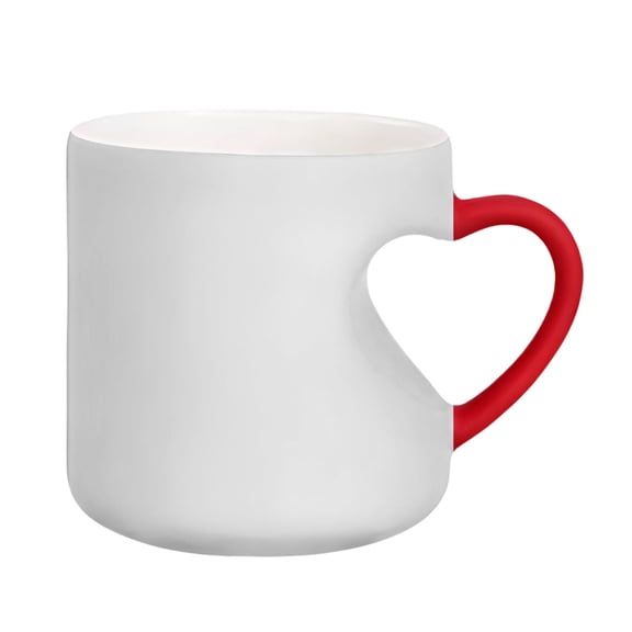 Heart-Shaped Color Changing Ceramic Mug - 11oz Heart Shape Changing Mugs With Side Heart Print Romantic Heart Handle Mug Romantic Surprise Gift