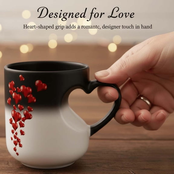 Heart-Shaped Color-Changing Ceramic Mug, Fun Novelty Coffee Cup, for Valentines Day Mother's Day Gifts, Fun Novelty Coffee Cup (1PC)
