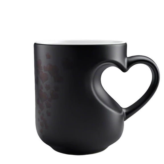 Heart Shaped Color Changing Ceramic Mug Heart Shaped Handle Ceramic Coffee Cup For Valentine'S Day That Reveals Design When Filled With Hot Beverage