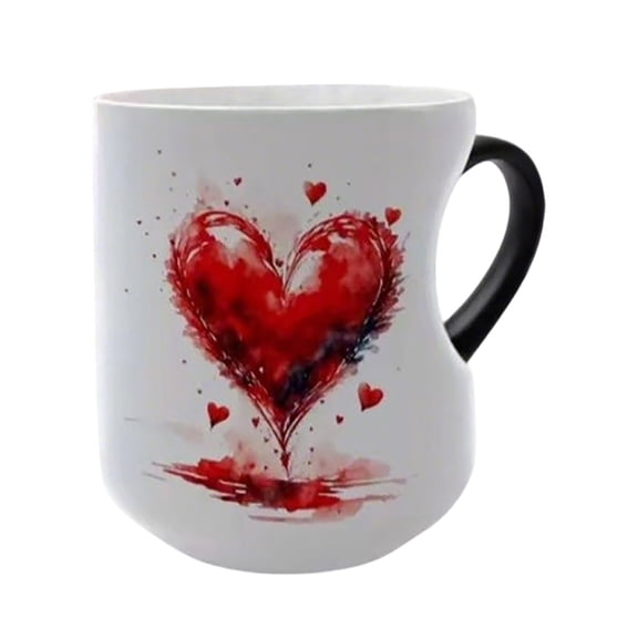 Heart-Shaped Color Changing Magic Ceramic Mug, 11oz Magic Ceramic Mug for Surprise Reveal, Heat Sensitive Coffee Cup for Valentine's Day Gift, heart coffee mug, 1PC