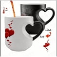 thumbnail image 1 of Heart-Shaped Color Changing Magic Ceramic Mug Funny Color Changing Coffee Cup with Handle That Reveals Surprise Design When Filled with Hot Beverage Romantic Gift for Couples,B, 1 of 4