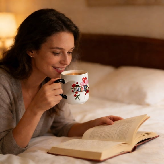 Heart-Shaped Color Changing Magic Ceramic Mug Funny Color Changing Coffee Cup with Handle That Reveals Surprise Design When Filled with Hot Beverage Romantic Gift for Couples