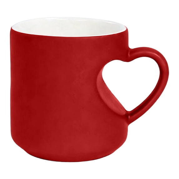 Heart-Shaped Color Changing Magic Ceramic Mug, Heart Shaped Color Changing Mug, Temperature Activated Reveals Red Hearts with Hot Drinks, Heart Handle Design for Coffee Tea(Red)