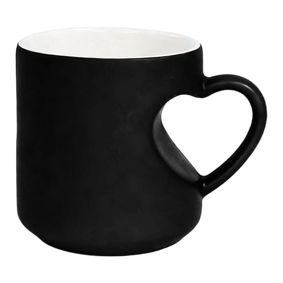 Heart-Shaped Color Changing Magic Ceramic Mug, Sensitive Color Changing Coffee Cup with Heart-Shaped Handle, for Hot Drinks Coffee Tea - (Black)