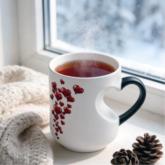 Heart-Shaped Color Changing Magic Ceramic Mug, Thermochromic Magic Reveal Design, Fun Novelty Coffee Cup For Mother'S Day Gifts And A Birthday Gift For Beloved, Heart Shaped Coffee Mug