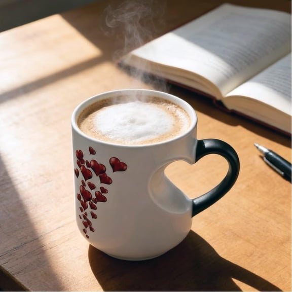 Heart-Shaped Color Changing Magic Ceramic Mug, Thermochromic Magic Reveal Design With Heat Sensitive Color Change, Fun Novelty Coffee Cup For Mother'S Day & Birthday Gifts For Beloved