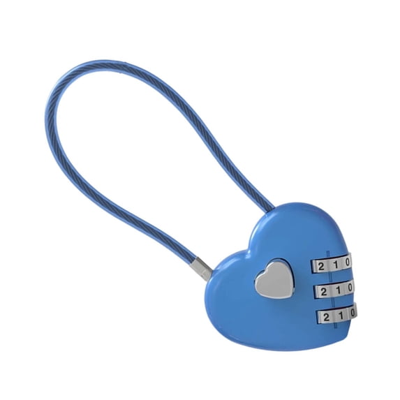 UP Heart-Shaped Combination Cable Lock for Luggage, Suitcase, Gym Locker, Backpack, Cabinet, Box, Fence Gate, Travel & Outdoor Use - 3-Digit Resettable Padlock