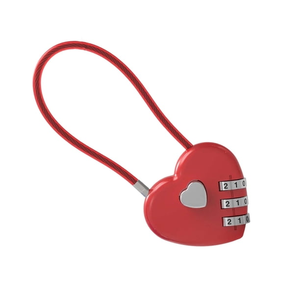 UP Heart-Shaped Combination Cable Lock for Luggage, Suitcase, Gym Locker, Backpack, Cabinet, Box, Fence Gate, Travel & Outdoor Use - 3-Digit Resettable Padlock