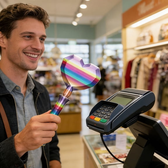 Heart-Shaped Contactless Payment Wand Extendable Card Reader Stylus Digital Payment Tool Gift for Tech Lovers Modern Shopping Accessory