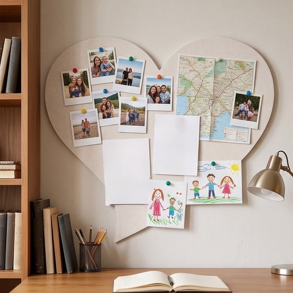 Heart-Shaped Cork Board, Pin Board for Walls, Approx. 20 x 24 inch Bulletin Board for Office, Home, School, Valentine's Decor