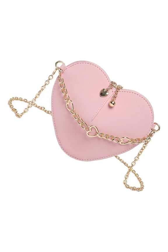 Heart Shaped Crossbody Bag Fashionable PU Leather Shoulder Bags with Chain Strap Satchel Purse for Women and Teens