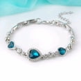 thumbnail image 1 of Womens Heart Bracelet with Sparkling Blue Crystals Elegant Alloy Fashion Jewelry Symbolizing Love and Hope Beautiful, 1 of 10