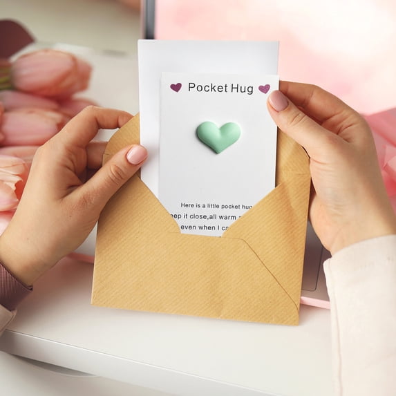 Heart-Shaped Crystal Pocket Gift With Greeting Card,Compact Keepsake With Meaningful Layout For Notes And Messages,Ideal For Birthdays Holidays Appreciation Gestures,Gift For Friends Family-Green