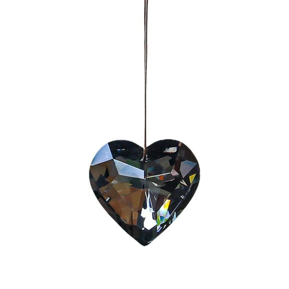 Heart-Shaped Crystal Prism Suncatcher with Multi-Angle Cut for Light Reflection, Hanging Glass Pendant for Window, Christmas Tree, and Home Decor in Black