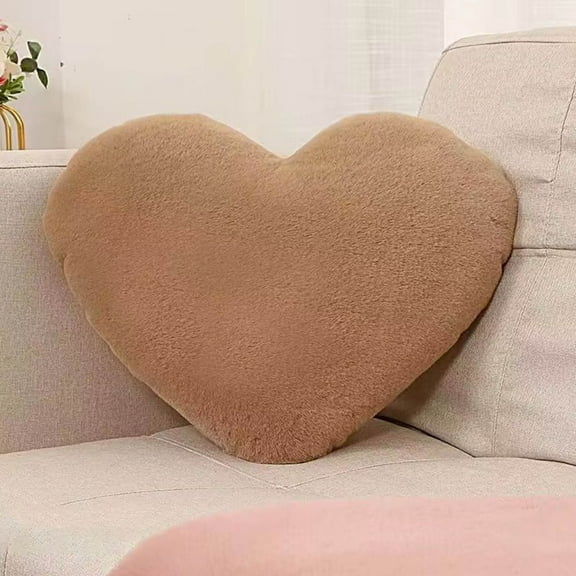 Heart Shaped Cushion Pillow | Soft Plush Throw | 15.7 Inch Decorative Faux Fur | Home Sofa Car Decor | Cozy Accent for Living Room Bedroom | Gift Idea