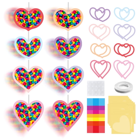 Heart Shaped Decoupage Paper for Crafts, Colored Paper for Crafts, Diy Paper Craft Supplies Kit, Window Decorations, Wall Decor Set for Home Party Decor, 60 Piece Set