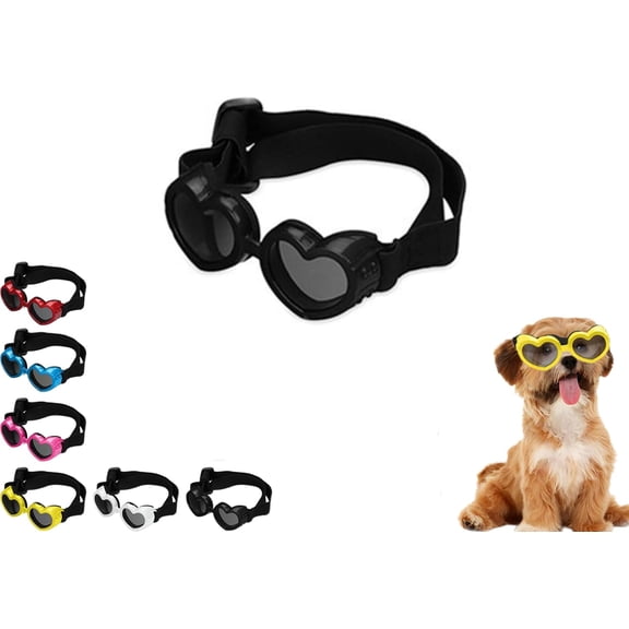 Heart-Shaped Dog Sunglasses, Anti-Fog, Windproof, UV Protection, Adjustable, for Small Dogs