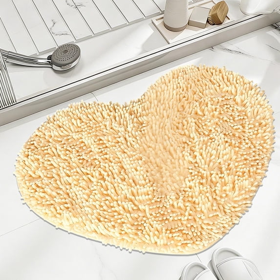 Heart Shaped Doormat | Absorbent & Skidproof Bathroom Rug | Valentine's Day Wedding Decor | 50x40cm Floor Mat | 1 Piece