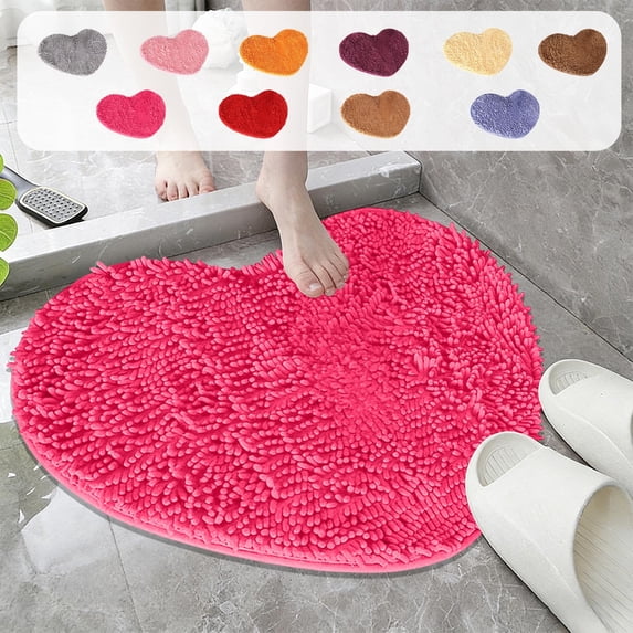 Heart-Shaped Doormat Bathroom Rug - Super Absorbent Non-Slip Sproof Quick-Drying, Perfect for Home Entrance Foot Mat Bathroom Floor Wedding Ceremony Carpet Decor, 19.69*15.75in, Khaki