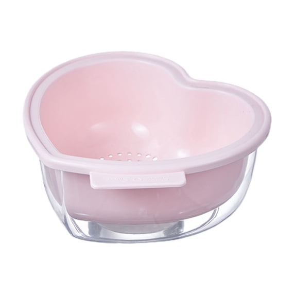 Heart-Shaped Double-Layer Colander Bowl Set – Drain & Rinse Basket with Inner Strainer – Kitchen Sink Food Washing Bowl for Fruits, Vegetables, Pasta