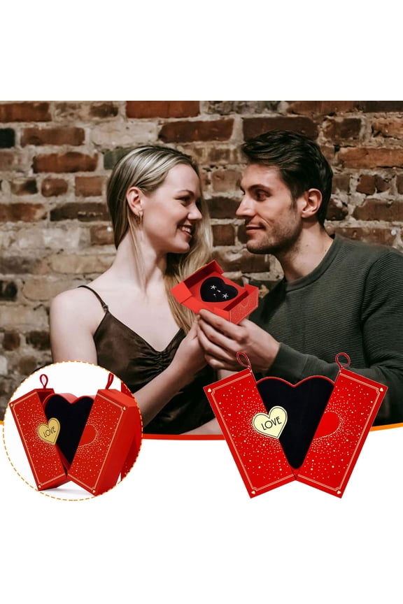 Heart Shaped Double Open Jewelry Gift Box with Drawer Storage, High End Jewelry Set Packaging Box for Rings, Necklaces, Earrings, 1 Piece, 15.7x12.8cm
