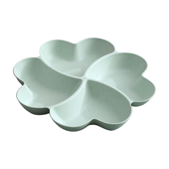 Heart-Shaped Dried Fruit Tray with 4 Compartments, Food Grade Plastic and Wheat Straw Material, Spacious & Stylish Snack & Candy Organizer(Green)