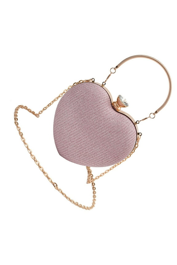 Heart Shaped Evening Clutches Bag Chain Strap Shoulder Bag Trend Clutches Handbag Stylish Evening Bag for Women Girls