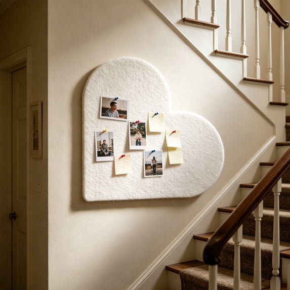 Heart-Shaped Fabric Bulletin Board, 15.7x15.7 Inch Decorative Memo & Photo Pin Board, Cute Vision Board for Home Office, Bedroom or Valentines Day Gifts Wall Decor