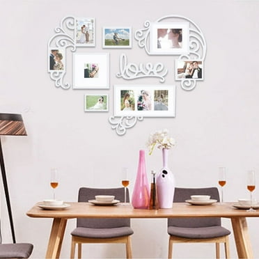 Heart Shaped Family Photo Frame Collage Display Three 4x6 Photos White