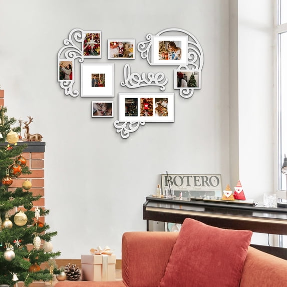 Heart Shaped Family Photo Frame Collage Display Three 4x6 Photos White