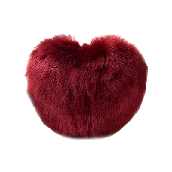 Heart-Shaped Faux Wool Throw Pillow - Long-Pile Plush Polyester Decorative Cushion for Living Room Sofa, Insert Included