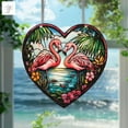 thumbnail image 1 of Heart-Shaped Flamingo Acrylic Window Hanging, Tropical Sunset Decor, Colorful Flamingo Ornament for Home or Gift, 1 of 4