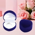 thumbnail image 1 of Heart-Shaped Flip Lid Ring Box - Velvet Jewelry Storage for Proposals, Engagements, Valentine's Day (Blue), 1 of 6