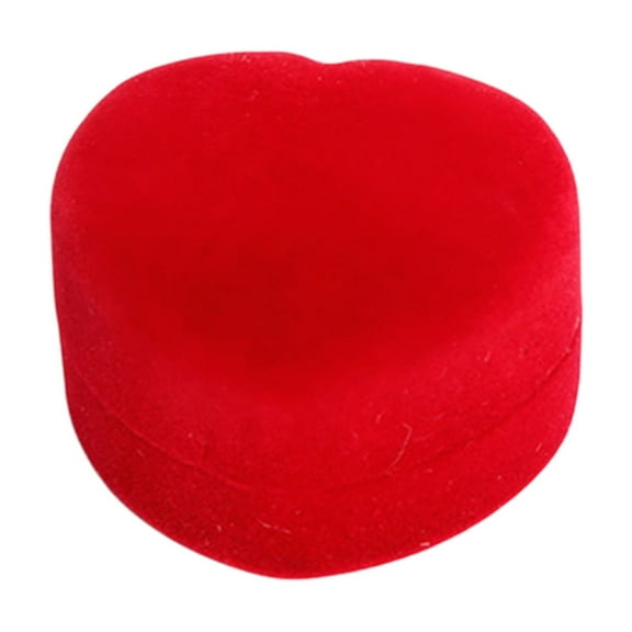 Heart Shaped Flip Top Velvet Ring Box Proposal Engagement Jewelry Case Valentine's Day Gift Jewelry Storage Packaging for Necklace Bracelet Small Keepsake