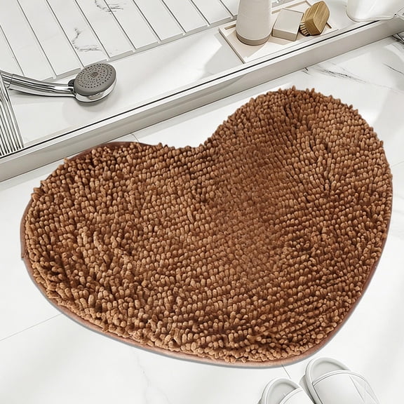 Heart Shaped Floor Mat Rug, Absorbent Bathroom Entrance Carpet, Decorative Romantic Area Rug, Skid Resistant Floor Covering, Wedding Ceremony Decor Accent, Home Entryway Mat