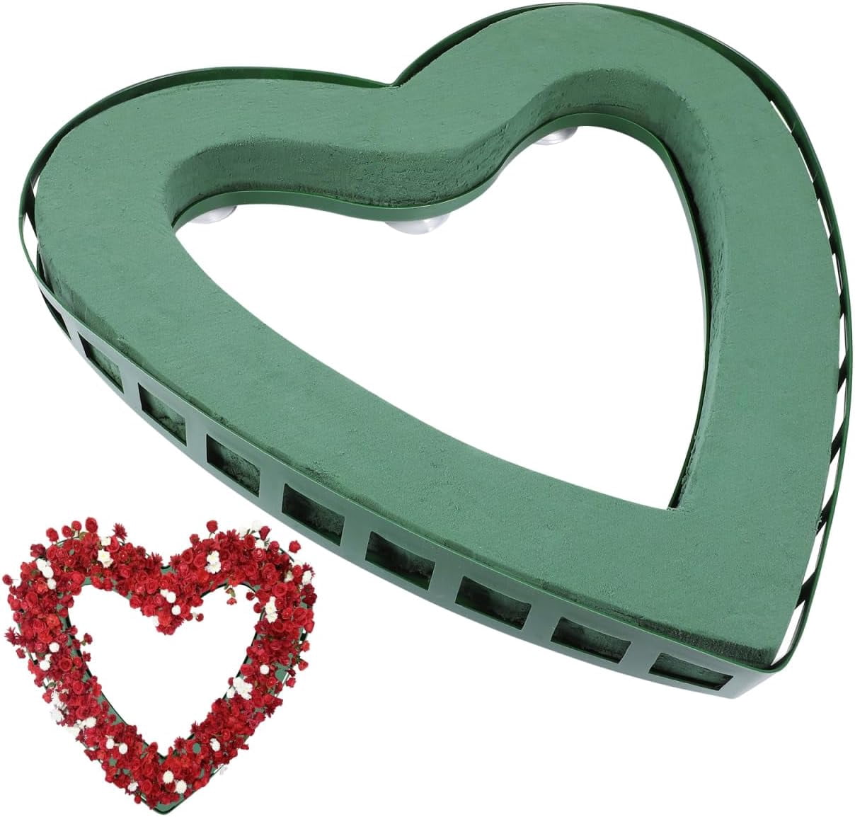Heart Shaped Floral Foam Holder with Stand and Suction Cup for Wedding Car Valentine's Day and Event Decorations 15.74x15.35 In