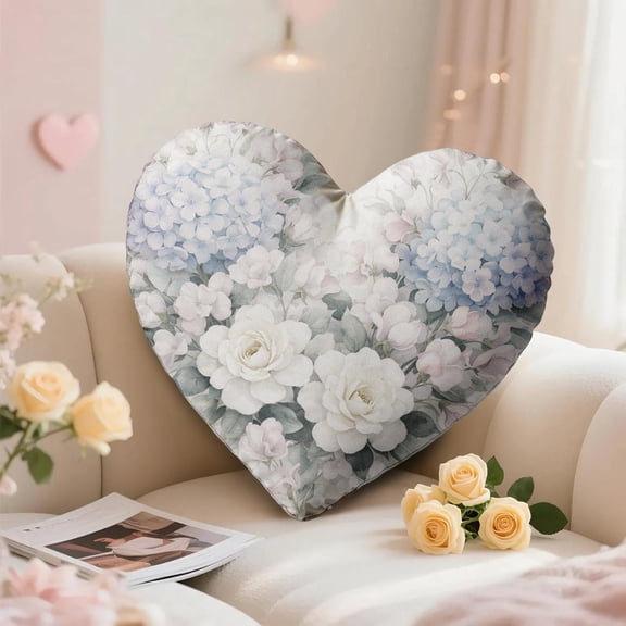 Heart Shaped Floral Throw Pillow for Couch or Bed – Soft Decorative Cushion, Romantic Home Decor and Valentine’s Day Gift