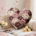 thumbnail image 1 of Heart Shaped Floral Throw Pillow for Romantic Home Decor, Soft Fabric Cushion for Couch, Bed, Valentine's Day Gift D, 1 of 7