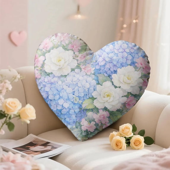 Heart Shaped Floral Throw Pillows for Valentine’s Day, Romantic Decorative Cushion with Soft Fabric, Cozy Accent for Couch Bed Anniversary Wedding Gift Home Decor