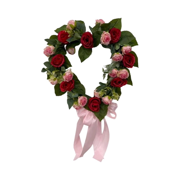 Heart Shaped Floral Wreath Decorative Wreath Floral Wreath For Valentine's Day Birthdays Proposals Weddings And Celebrations; Rose Shaped Valentine's Day Wreath Easter St. Patrick's Day Pink 50cm