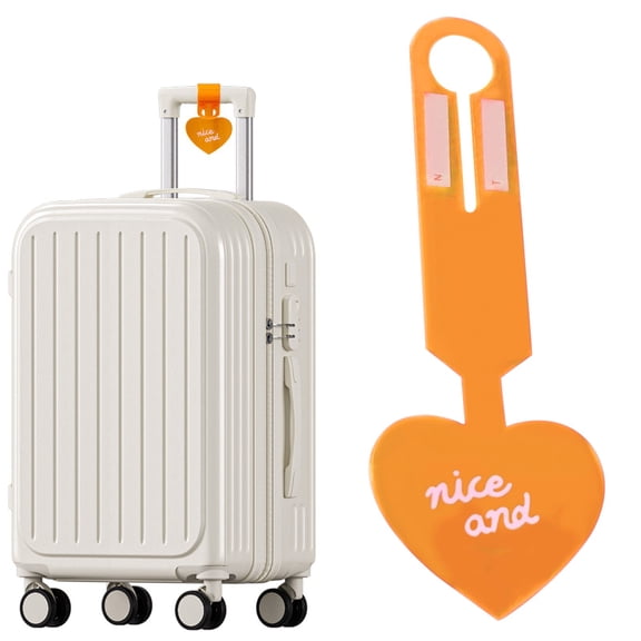 Heart Shaped Fluorescent PVC Luggage Tag Decor, Colorful Travel Bag Identifier Display, Bright Yellow Green Orange Finish Accent, Functional Suitcase Accessory Piece