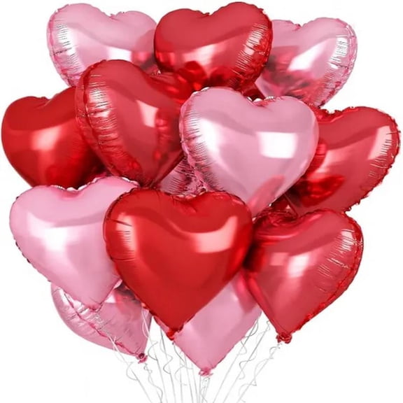 Heart Shaped Foil Balloons, Pearl Pink Red Helium Balloon for Party Decorations